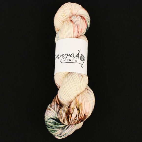 Barnyard Knits DK Weight Yarn SW Merino 231 Yds Hand-Dyed Ivory Multicolor - Picture 1 of 3